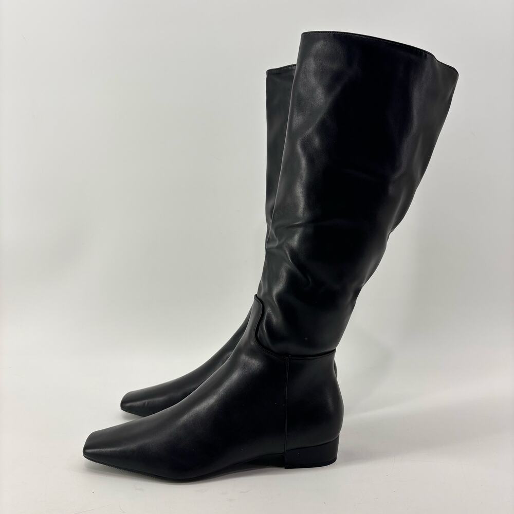Beauty Cry Womens Size 8 Black Rider Boots Faux Leather Chunky Low Heel